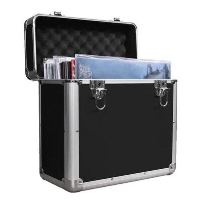 Vinyl Storage Box LP 12" Vinyl Record Storage Case Heavy Duty Lockable Box Black