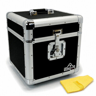 Gorilla LP100 12" Vinyl Record Storage Box Flight Carry Case Holds 100 (Black)