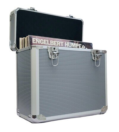 Vinyl Storage Box LP 12" Vinyl Record Storage Case Heavy Duty Lockable Box Grey