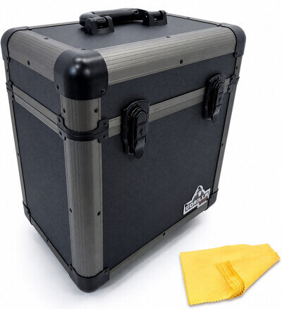 Gorilla 12" LP Vinyl Record Carry Storage Case Box Titanium Holds 60 inc Cloth
