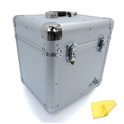 Gorilla LP80 12" LP Vinyl Record Carry Storage Case Box - Silver - Holds 80