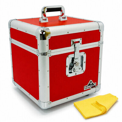 Gorilla LP100 12" Vinyl Record Storage Box Flight Carry Case Holds 100 (RED)