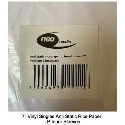 25 x 7" Vinyl Singles Anti Static Rice Paper LP Record Insert Inner Sleeves New
