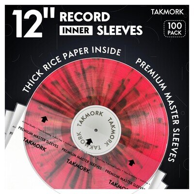 Vinyl Record Inner Sleeves: 12" Anti-Static Rice Paper LP 100pcs, clear