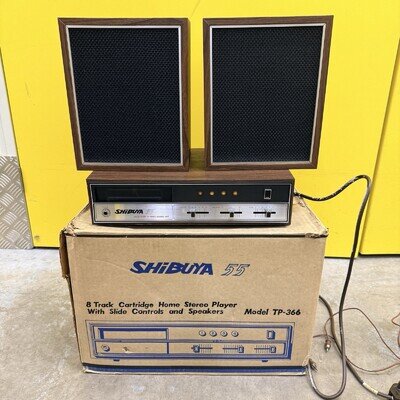 Vintage Shibuya 55 TP-366 8 Track Stereo Player Speakers Box Manual Japan