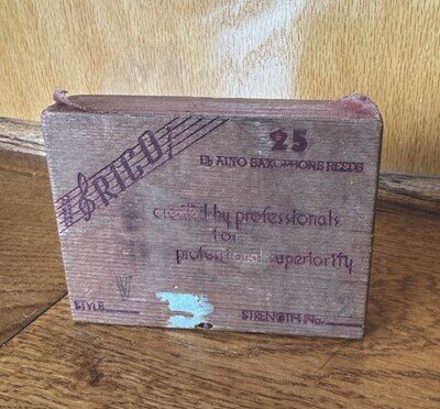 Vintage RICO Alto Saxophone Reed Wooden Box Package - Empty