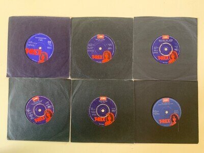 MARC BOLAN / T.REX 6 DIFFERENT ORIGINAL VINYL 7" SINGLE 1970'S SINGLES