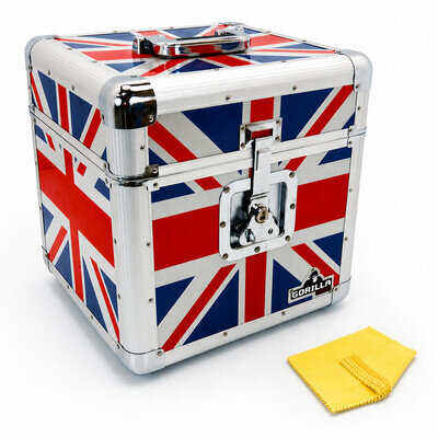 Gorilla LP 100 12" Vinyl Record Storage Box Flight Carry Case UNION JACK