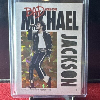 Michael Jackson Bad World Tour Keepsake Authentic Poster Relic Gold 17/17 🔥🔥