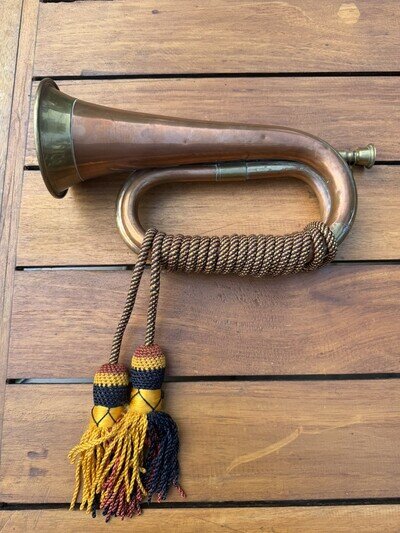 Vintage Brass & Copper Bugle with Tassels. Very Good Condition