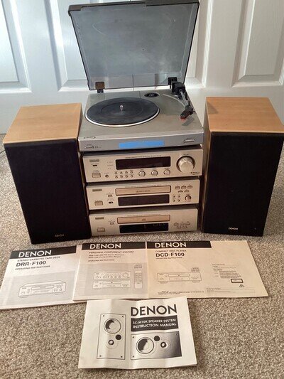 Denon F100 Hi-Fi Separates System w Original Denon Speakers &Bush MTT1 Turntable