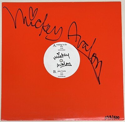 Mickey Avalon- Waiting To Die/Jane Fonda Vinyl 12" Single, Signed Autograph Rare