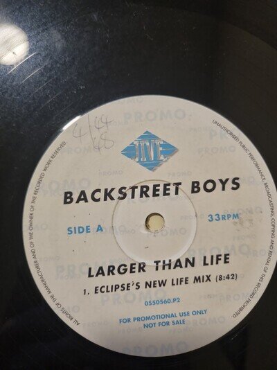 Backstreet Boys -Larger Than Life UK 12" Promo Vinyl 1999 + Rare DJ Promo Sheet