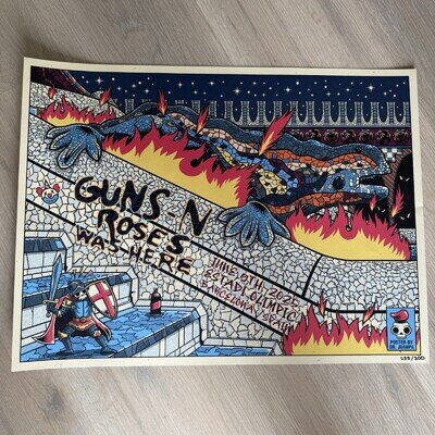 Guns N’ Roses Lithograph Barcelona Poster 2025