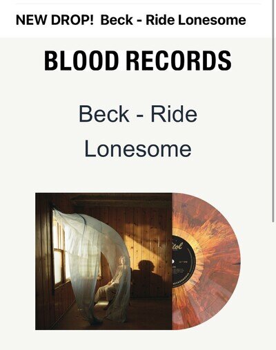 ❤️🎵BLOOD "Ride Lonesome" by Beck Vinyl PRESALE - RARE SOLD OUT 1000 Total