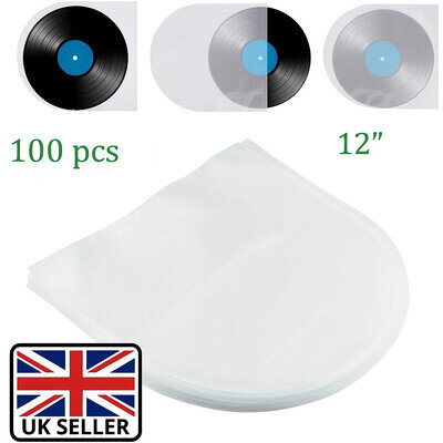 100x Anti Static 12'' LP Vinyl Record Cover Inner Sleeves Clear Cover Plastic
