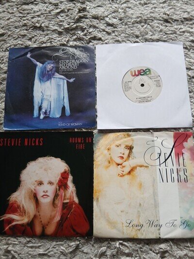 STEVIE NICKS 4 7" SINGLES - ROOMS ON FIRE, LONG WAY TO GO, STOP DRAGGIN MY