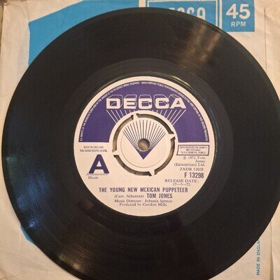 TOM JONES "THE YOUNG NEW MEXICAN PUPPETEER" DEMO 45 RPM VINYL SINGLE 1972 VG+