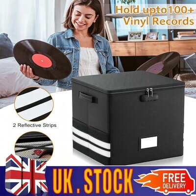 12" Vinyl LP Storage Box Vinyl Record Storage Case Heavy Duty Lockable Box Black