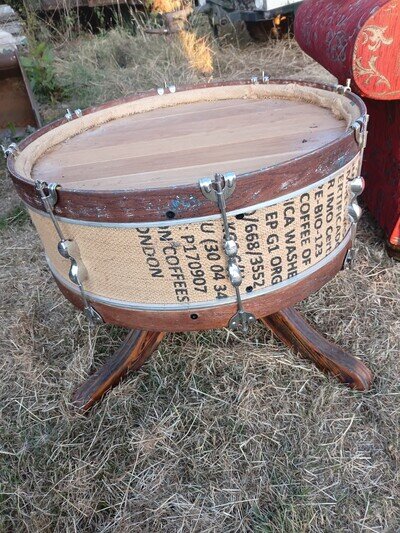 Vintage 1920's Premier 'Popular Model' 28×12 Marching Bass Drum Coffee Table!