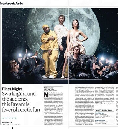 A Midsummer Night Dream Theatre 1st Night LDN 5* Review News Article June 2025