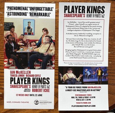 2 Player Kings Theatre Ian McKellen Promo Flyer Handbill Shakespeare West End
