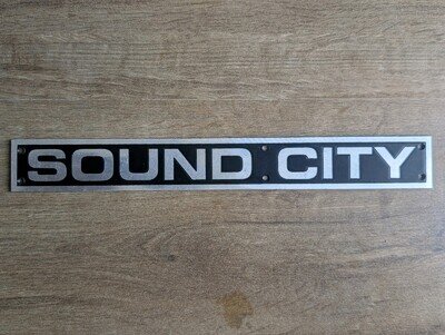 Genuine 1980s Sound City Metal Amplifier Logo Badge Nameplate - Smooth Back