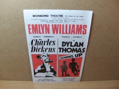 Emlyn Williams as Charles Dickens / Dylan Thomas Flyer at Richmond Theatre 1983