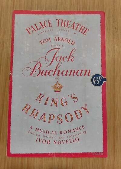 King's Rhapsody Novello Palace Theatre programme '51: Buchanan Lee & Dare signed