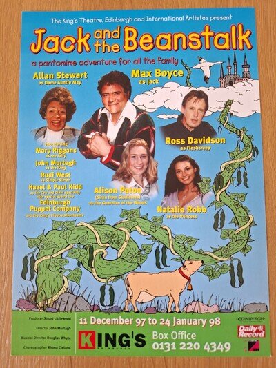1997-8 Edinburgh King's Theatre Panto Flyer Allan Stewart, Max Boyce.