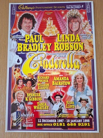 1997-8 Ashcroft Theatre Pantomime Handbill, Paul Bradley, Linda Robson.