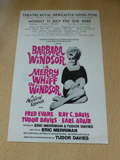 Barbara Windsor A Merry Whiff of Windsor Newcastle Theatre Flyer 1975