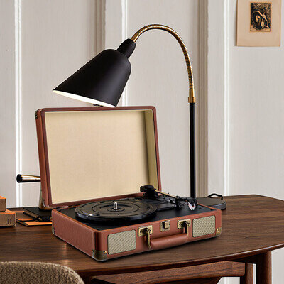 Vintage Bluetooth Vinyl Record Player Suitcase USB Turntable Recording 3-Speed