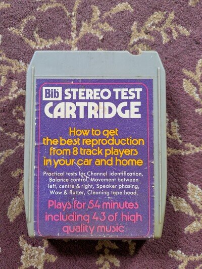 Bib 8Track Stereo Test Cartridge Tape Vintage