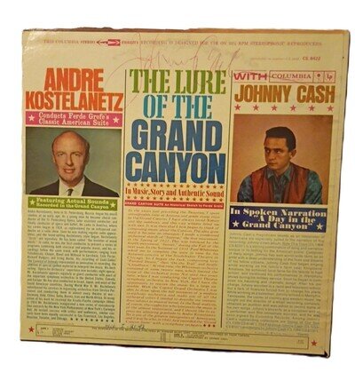 Johnny Cash Signed Auto 1961 Lure of the Grand Canyon Album Vintage Grad LOA
