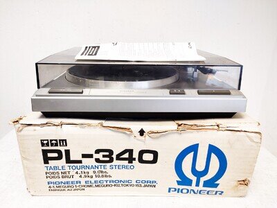 Boxed Pioneer PL-340 Auto Return Stereo Turntable Record Player