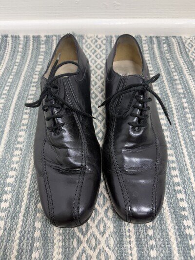 Werner Kern Men's Black Dance Shoes Size 8 Leather Lace-Up Ballroom
