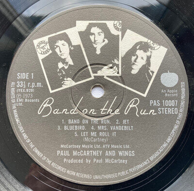 PAUL McCARTNEY "BAND ON THE RUN" RARE UK EXPORT LP GROOVED CENTRE SUPERB AUDIO
