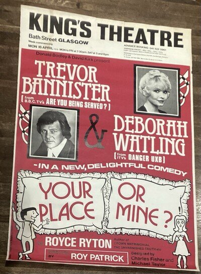 Original Your Place or Mine Trevor Bannister Deborah Watling Theatre Poster 1979