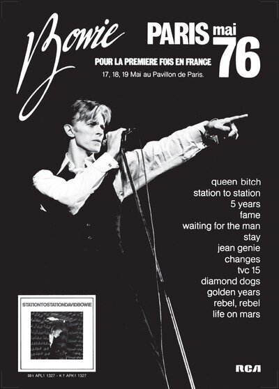 David Bowie poster - Fantastic concert promo Paris Pavillion 76 new design A2