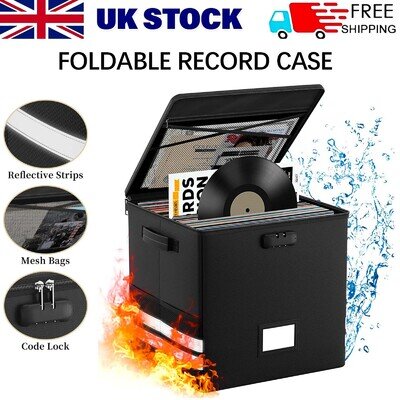 Black Vinyl Record Storage Box For 100+ Single Records 12" for Album Collection