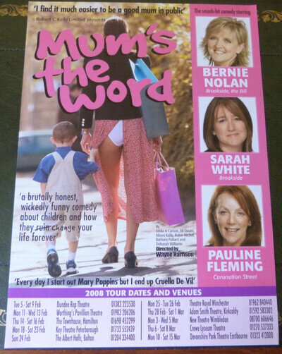Mum's The Word Starring Bernie Nolan Original Theatre Poster Dates Venues 2008