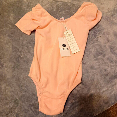 iEFiEL Girls Pink Short Sleeve Ballet Leotard, Size 2-3 Years