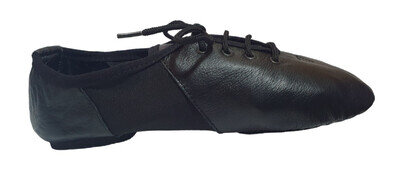 JAZZ DANCE SHOES Black Leather Neoprene Lace up irish Leotard Split Sole Pump 04