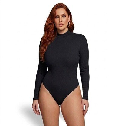 Womens Turtle Neck Bodysuit Long Sleeve Leotard Slim Fit High Neck Body Suit