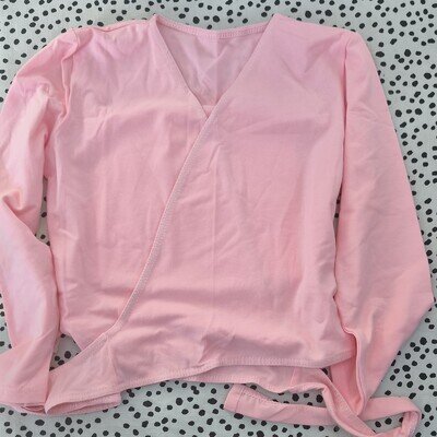 Freed of London Pink Ballet Wrap Top Long Sleeve Warm-Up Garment size 2A