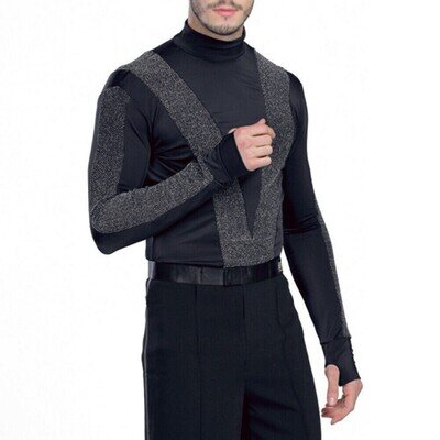 Mens Long Sleeve Salsa Jazz Latin Dance T-shirt Bodysuit Top Shirt Dancewear