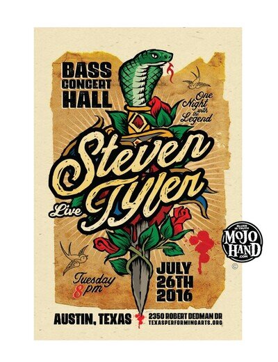 Steven Tyler - Aerosmith concert poster - 2016- Texas show