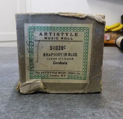 ARTISTYLE PIANOLA ROLL 94039C RHAPSODY IN BLUE BY GERSCHWIN LARGE ROLL