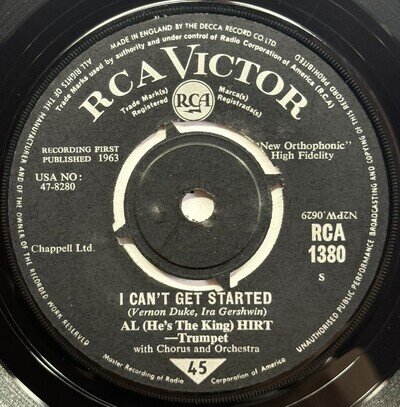 Al Hirt I Cant Get Started / Java RCA Victor 1963 45rpm 7” Single